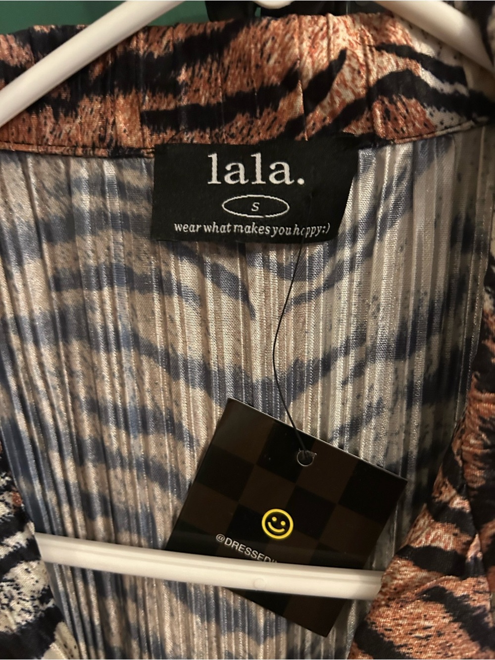 Dressed in LALA Tiger-Stripe Wide-Leg Pants Set - Brown/Black/Cream - Picture 2 of 4